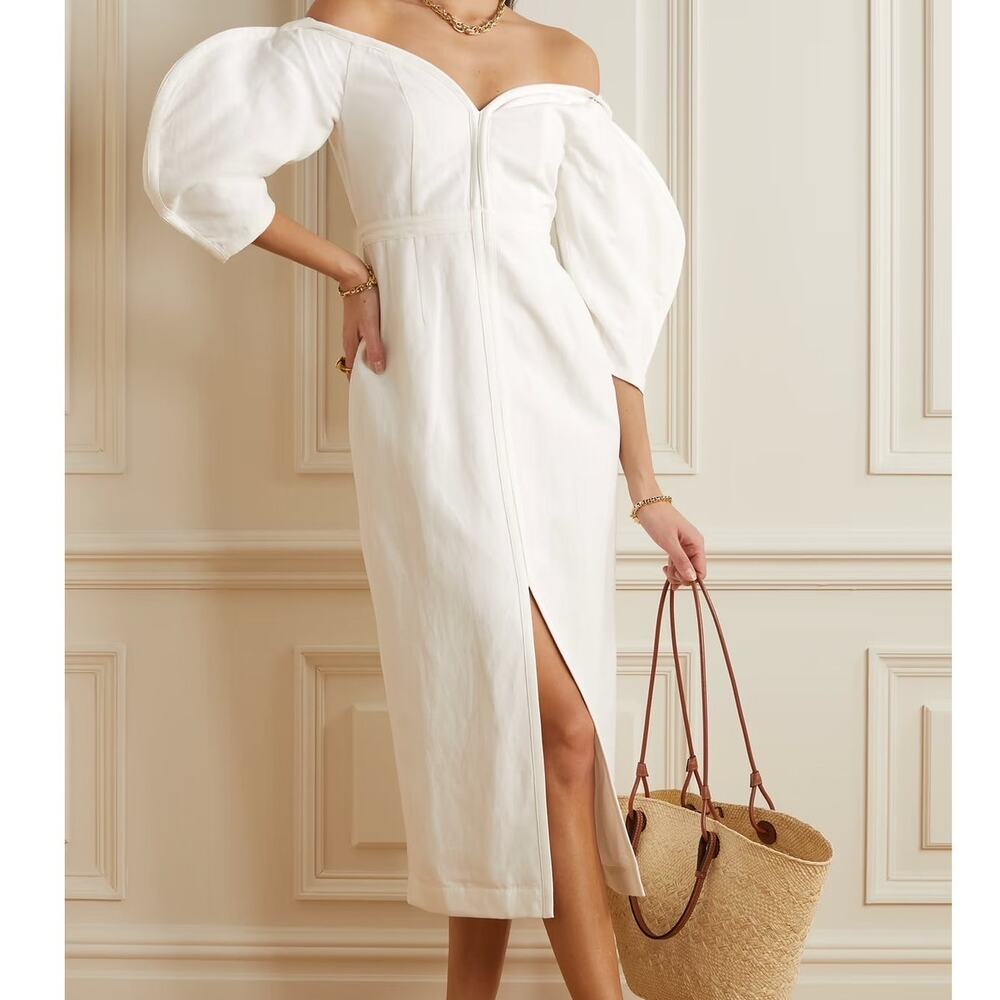 Mara Hoffman + Net Sustain Leonara puff sleeve midi dress white size 00
